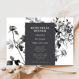 Chrysanthemum Ink Art repetitie Dinner Invitation Kaart
