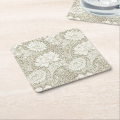 Chrysanthemum Ivory, William Morris Vierkante Kartonnen Onderzetter (Schuin)