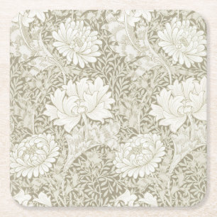 Chrysanthemum Ivory, William Morris Vierkante Kartonnen Onderzetter