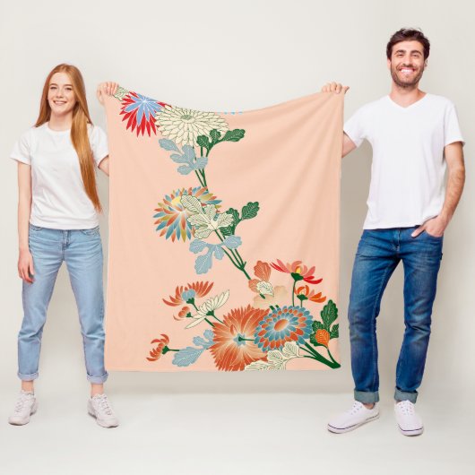 Chrysanthemum, Japans ontwerp Fleece Deken (In situ)