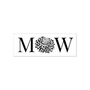 Chrysanthemum Koppel Trouw 2 Initieel Monogram Em Zelfinktende Stempel