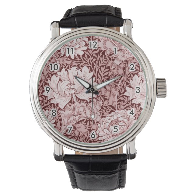 Chrysanthemum Maroon, William Morris Horloge (Voorkant)
