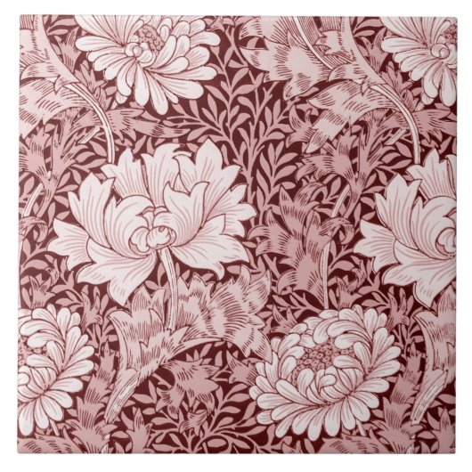 Chrysanthemum Maroon, William Morris Tegeltje (Voorkant)