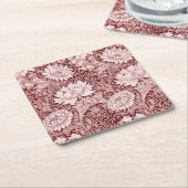Chrysanthemum Maroon, William Morris Vierkante Kartonnen Onderzetter (Schuin)