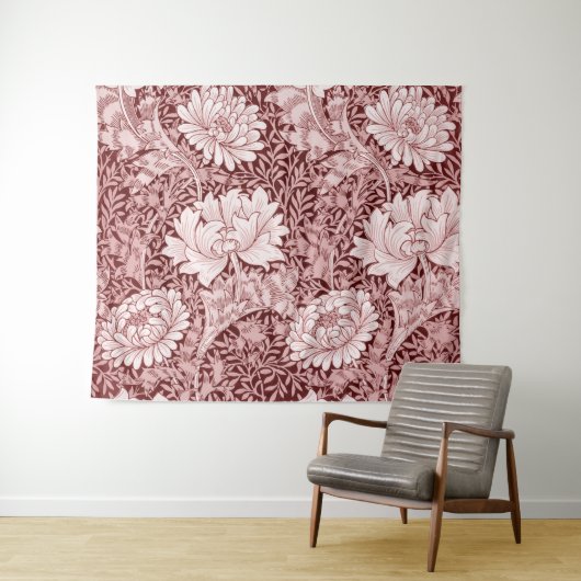 Chrysanthemum Maroon, William Morris Wandkleed (In Situ (horizontaal))