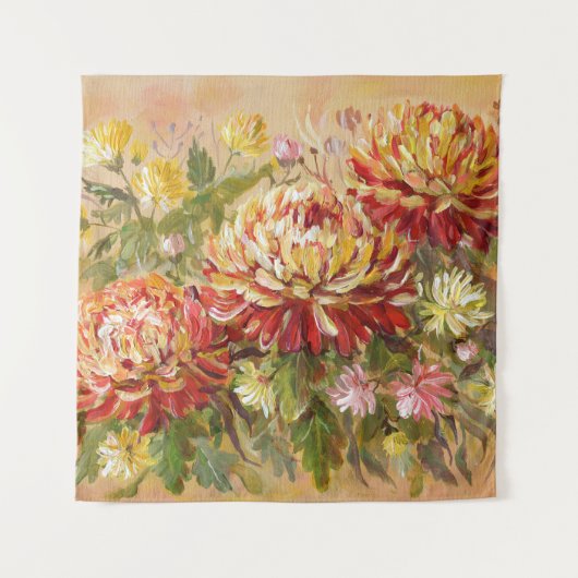 Chrysanthemum Meadow: acryl handschilderij. Wandkleed (Voorkant)