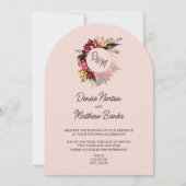 Chrysanthemum monogram op Blush Roos Kaart (Voorkant)