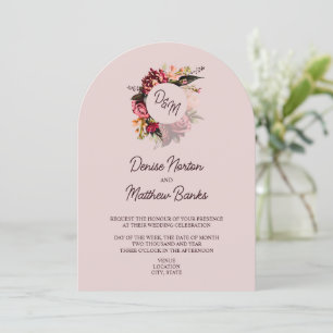Chrysanthemum Monogram op Mauve Chalk Kaart