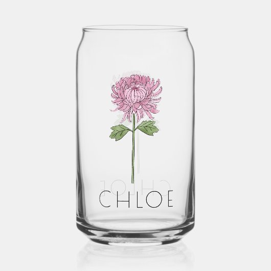 CHRYSANTHEMUM November Geboorte Bloem Aangepaste N Blikvorm Glas (Achterkant)
