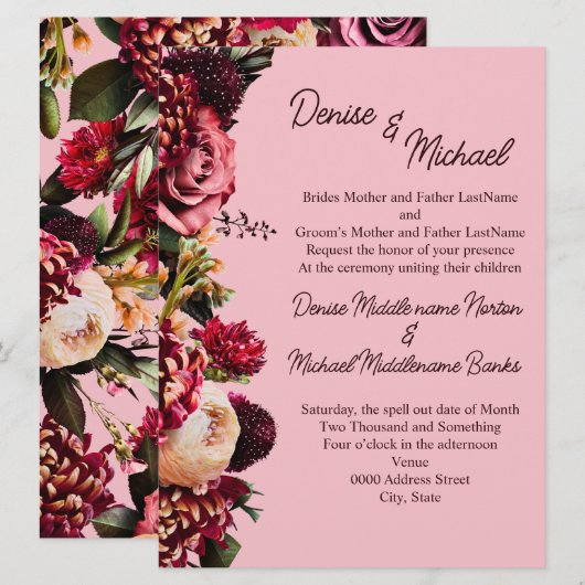 Chrysanthemum op amandelbloesem roze kaart (Voorkant / Achterkant)