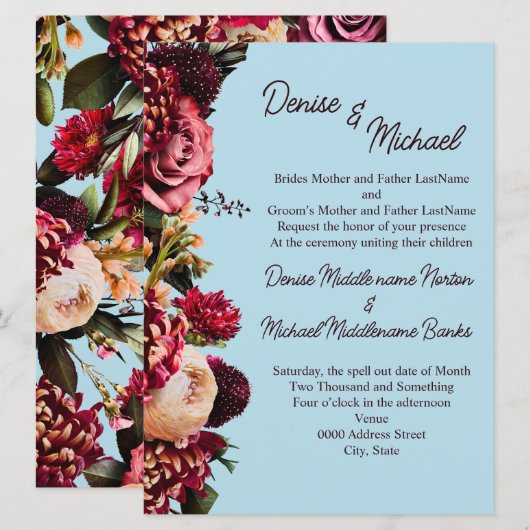 Chrysanthemum op gesponnen Sugar Blue Kaart (Voorkant / Achterkant)