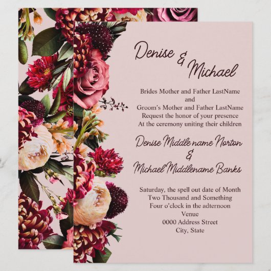 Chrysanthemum op mauve krijtsteen kaart (Voorkant / Achterkant)