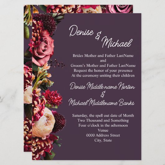 Chrysanthemum op Midnight Plum Kaart (Voorkant / Achterkant)