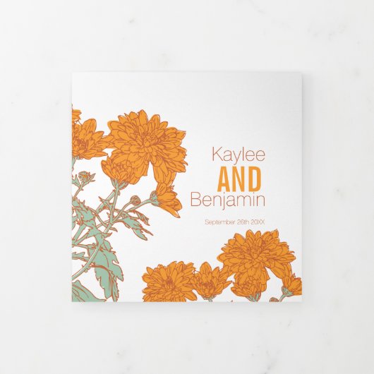 Chrysanthemum oranje bloemtekening drieluik programma (Cover)