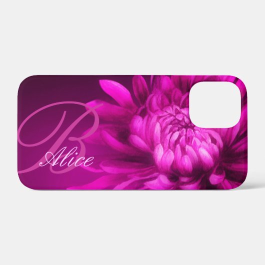 Chrysanthemum paars plum, douanenaam en initiaal Case-Mate iPhone case (Achterkant (horizontaal))