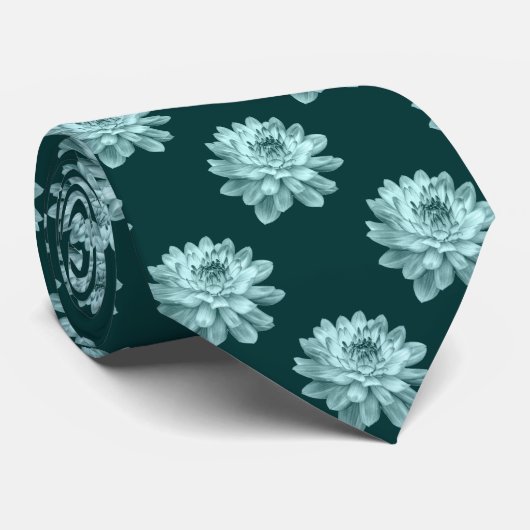 Chrysanthemum Pattern - Donkergroen Stropdas (Opgerold)