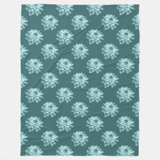 Chrysanthemum Pattern - Moss Green Fleece Blanket (Voorkant)