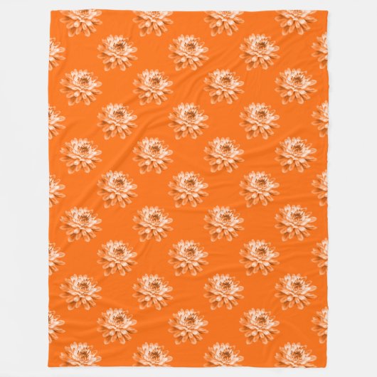 Chrysanthemum Pattern - Sinaasappel Fleece Deken (Voorkant)