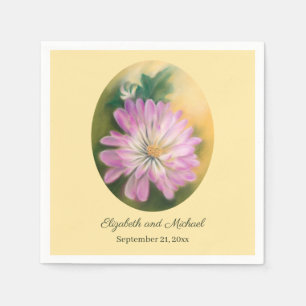 Chrysanthemum Pink en Cream Floral Wedding Servet