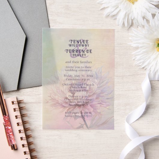 Chrysanthemum Pink Purple Wedding Invitation (Mariage)