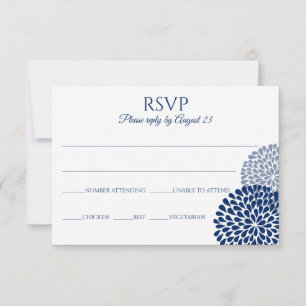 Chrysanthemum RSVP Ansichtkaart Marineblauw Kaartje