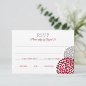 Chrysanthemum RSVP briefkaart | Marsala & Gray (Staand voorkant)