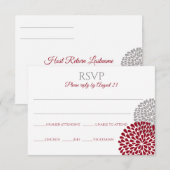 Chrysanthemum RSVP briefkaart | Marsala & Gray (Voorkant / Achterkant)