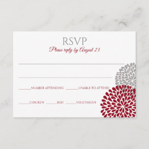 Chrysanthemum RSVP briefkaart Marsala & Grijs