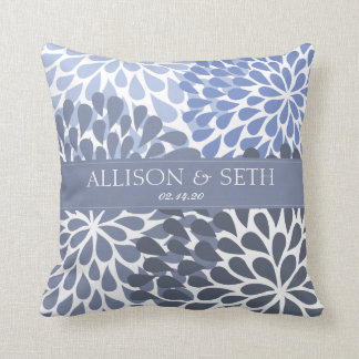 Chrysanthemum (Stonewash Blauw) Trouwfeest Cadeau Kussen