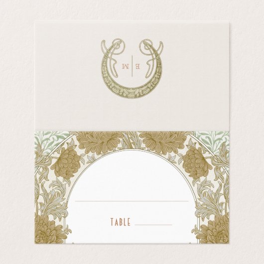 Chrysanthemum Table Name Kaarten Art Nouveau (Buitenkant ongevouwen)