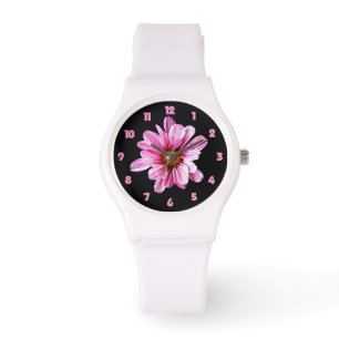 Chrysanthemum Vet Roze getallen Womens n Horloge