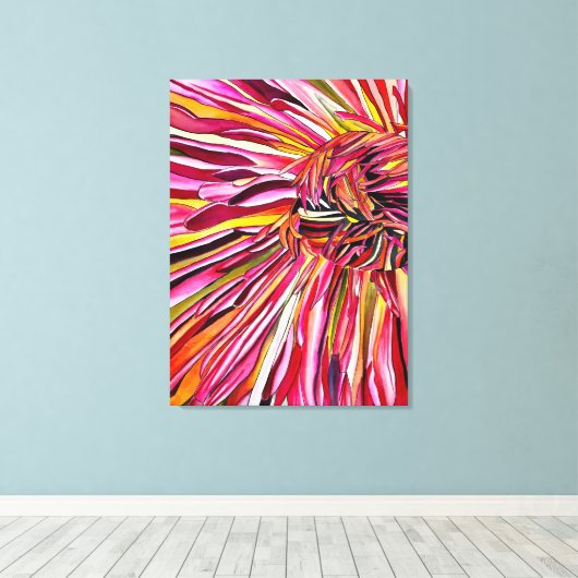 Chrysanthemum waterverf canvas afdruk (Insitu (Houten vloer))