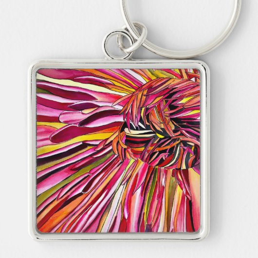 Chrysanthemum waterverf poster canvas sleutelhanger (Voorkant)