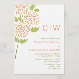 Chrysanthemum Wedding Invitation Kaart