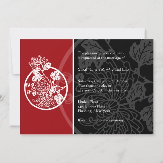 Chrysanthemum Wedding Invitation Kaart (Voorkant)