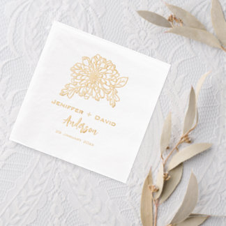 Chrysanthemums Personalized wedding,bridal shower Folie Servetten