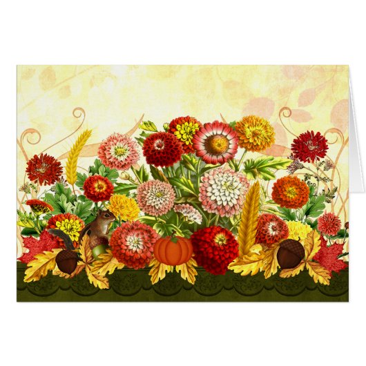 Chrysanthemums with Autumn Theme and Chipmunk (Devant Horizontal)