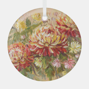 Chrysanthemumwei: Acryl handschildering. Glas Ornament