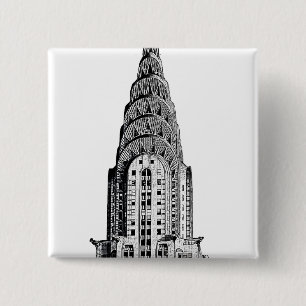 Chrysler Building Dome Vierkante Button 5,1 Cm