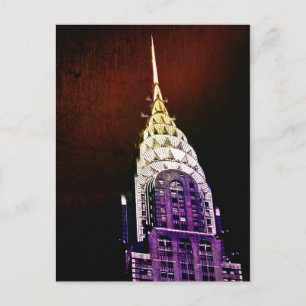 Chrysler Building - Paarse en rode - NYC Briefkaart