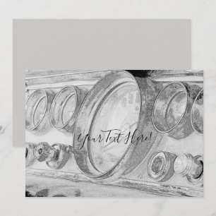 Chrysler Dashboard Sketch Jouw tekst Invitation Kaart