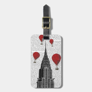 Chrysler-gebouw en Red Hot Air-ballonnen Bagagelabel