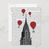 Chrysler-gebouw en Red Hot Air-ballonnen Briefkaart (Voorkant / Achterkant)