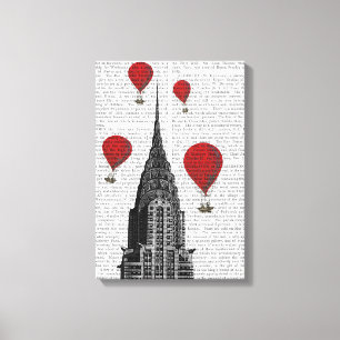 Chrysler-gebouw en Red Hot Air-ballonnen Canvas Afdruk