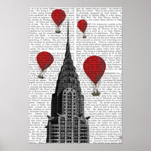 Chrysler-gebouw en Red Hot Air-ballonnen Poster