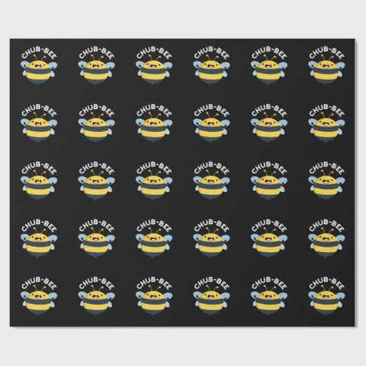 Chub-bee Funny Chubby Bee Pun Dark BG Cadeaupapier (Vlak)