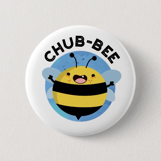 Chub-bee Funny Chubby Bee Pun Ronde Button 5,7 Cm (Voorkant)