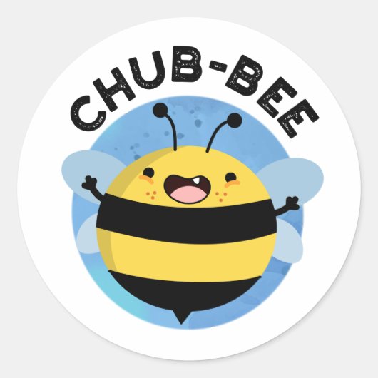 Chub-bee Funny Chubby Bee Pun Ronde Sticker (Voorkant)