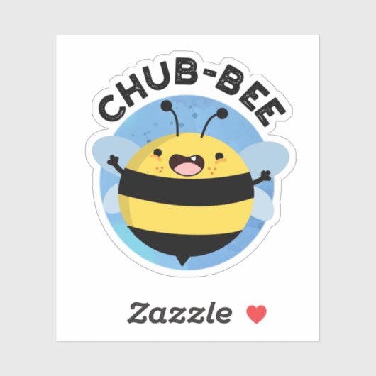 Chub-bee Funny Chubby Bee Pun Sticker (Vel)