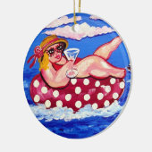 Chubby Beach Diva met Martini Round Ornament (Links)
